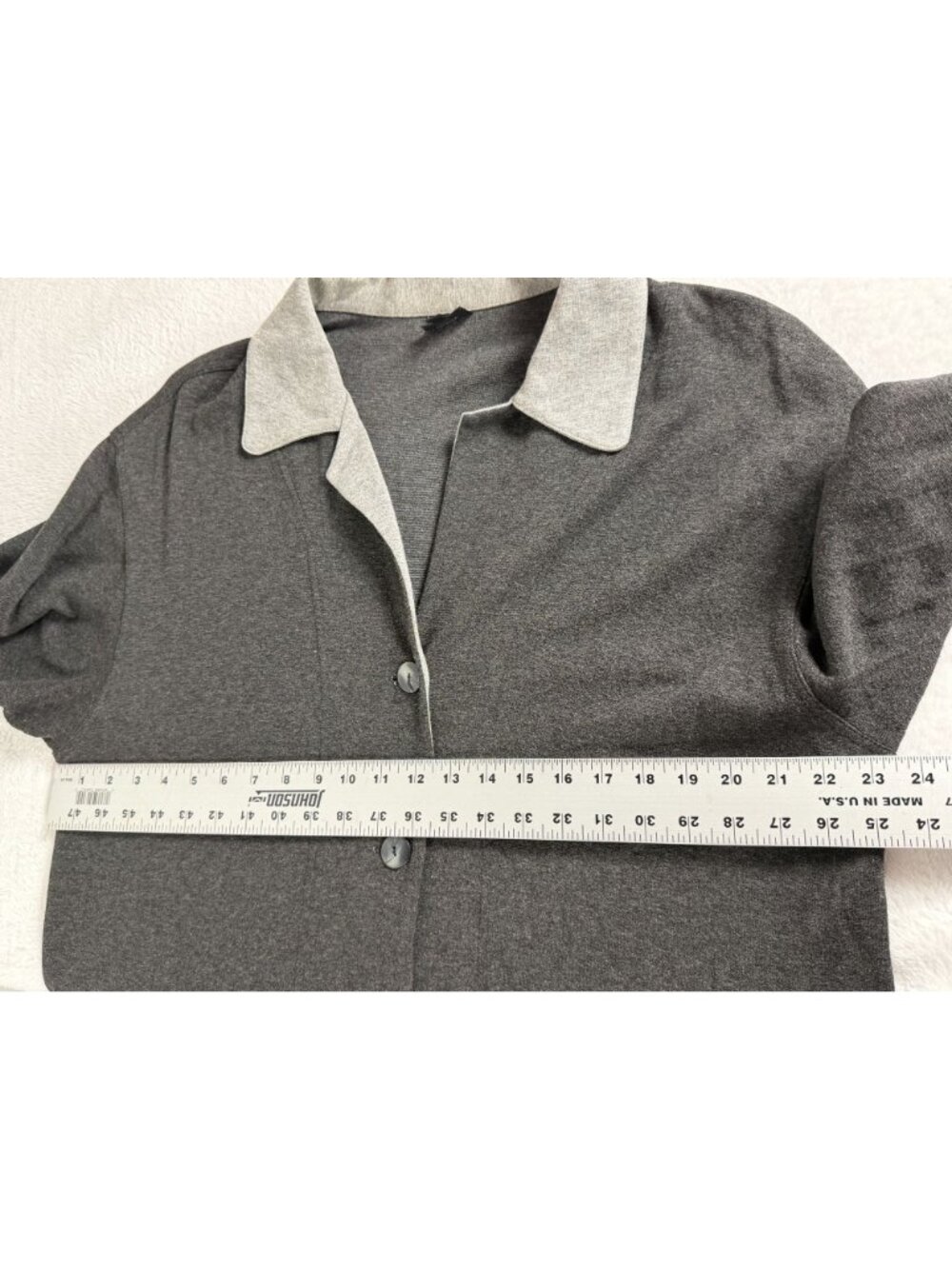 Staples Womens Heather Gray Button-Up Cardigan Sweater Large Lightweight Casual - Picture 8 of 9